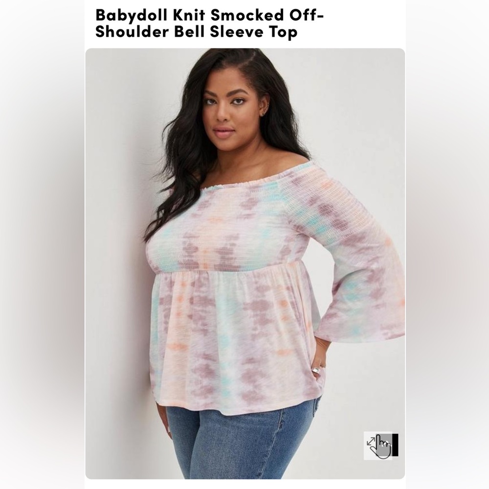 Babydoll Knit Smocked Off-Shoulder Bell Sleeve Top
